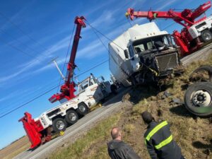 semi towing on US-6
